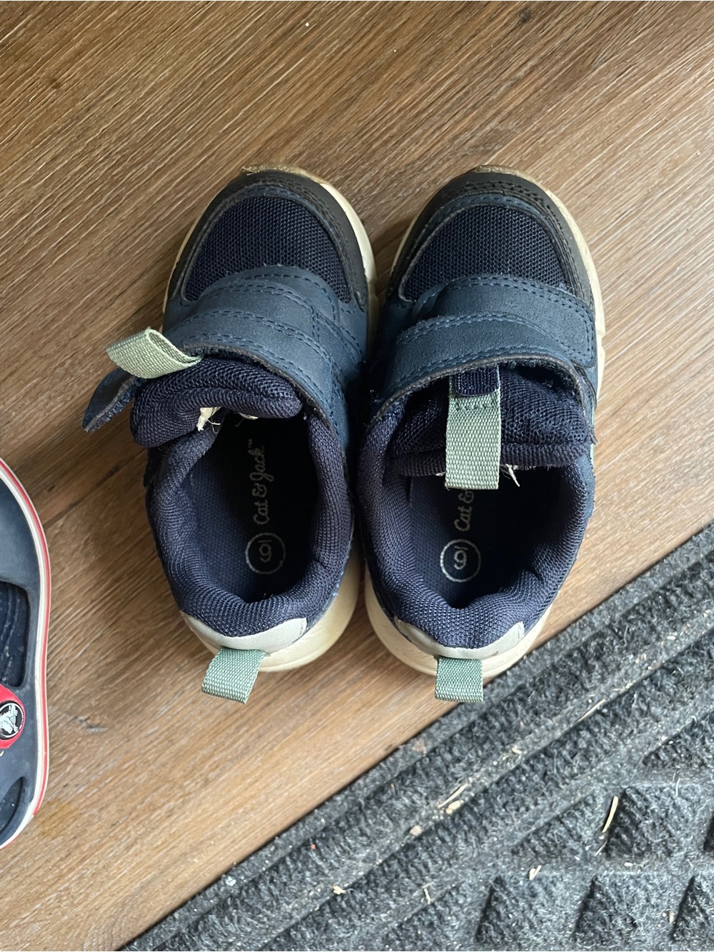 Cat & Jack Navy and Tan Hook-and-Loop Kids Sneakers